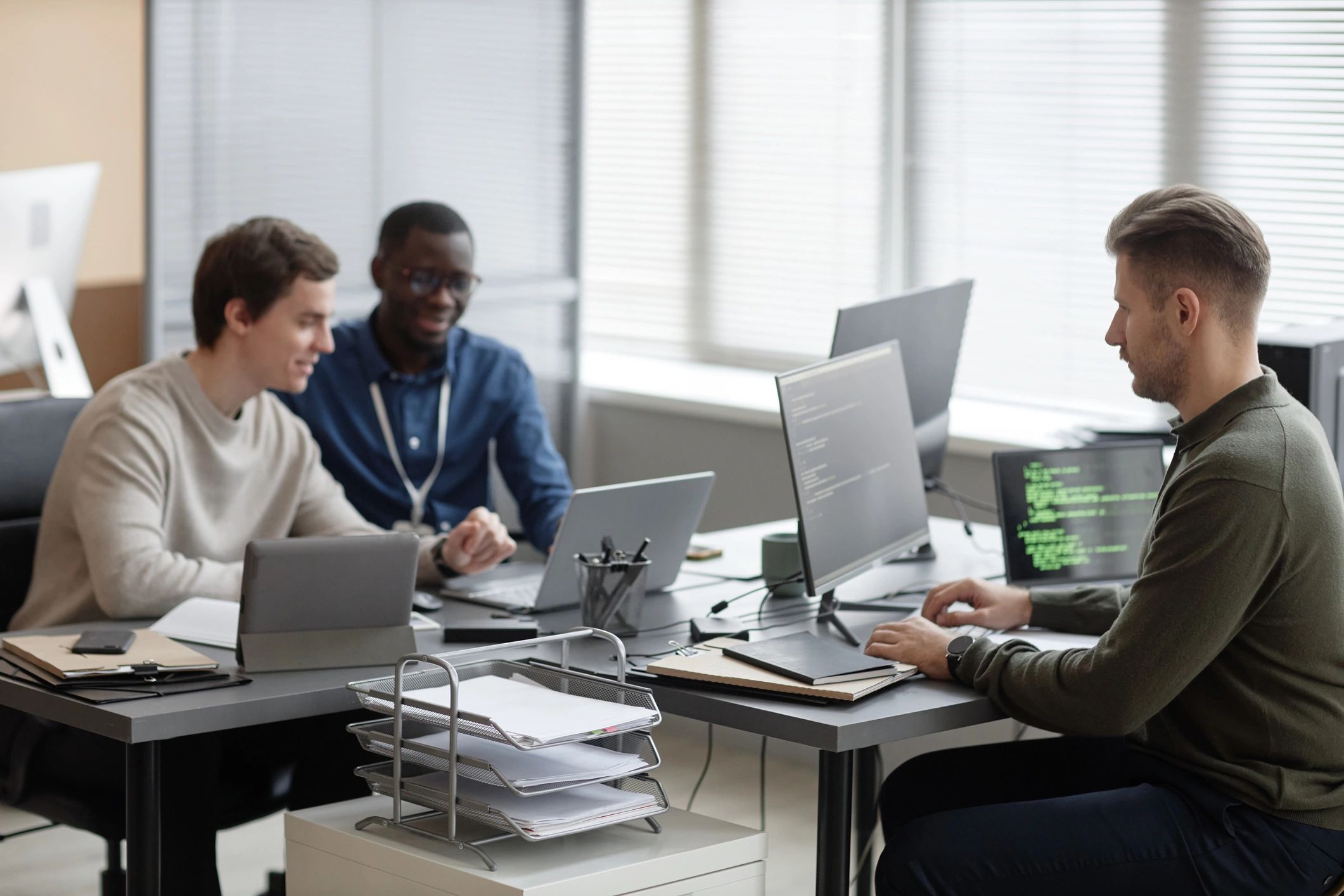 IT professionals working in a cybersecurity office