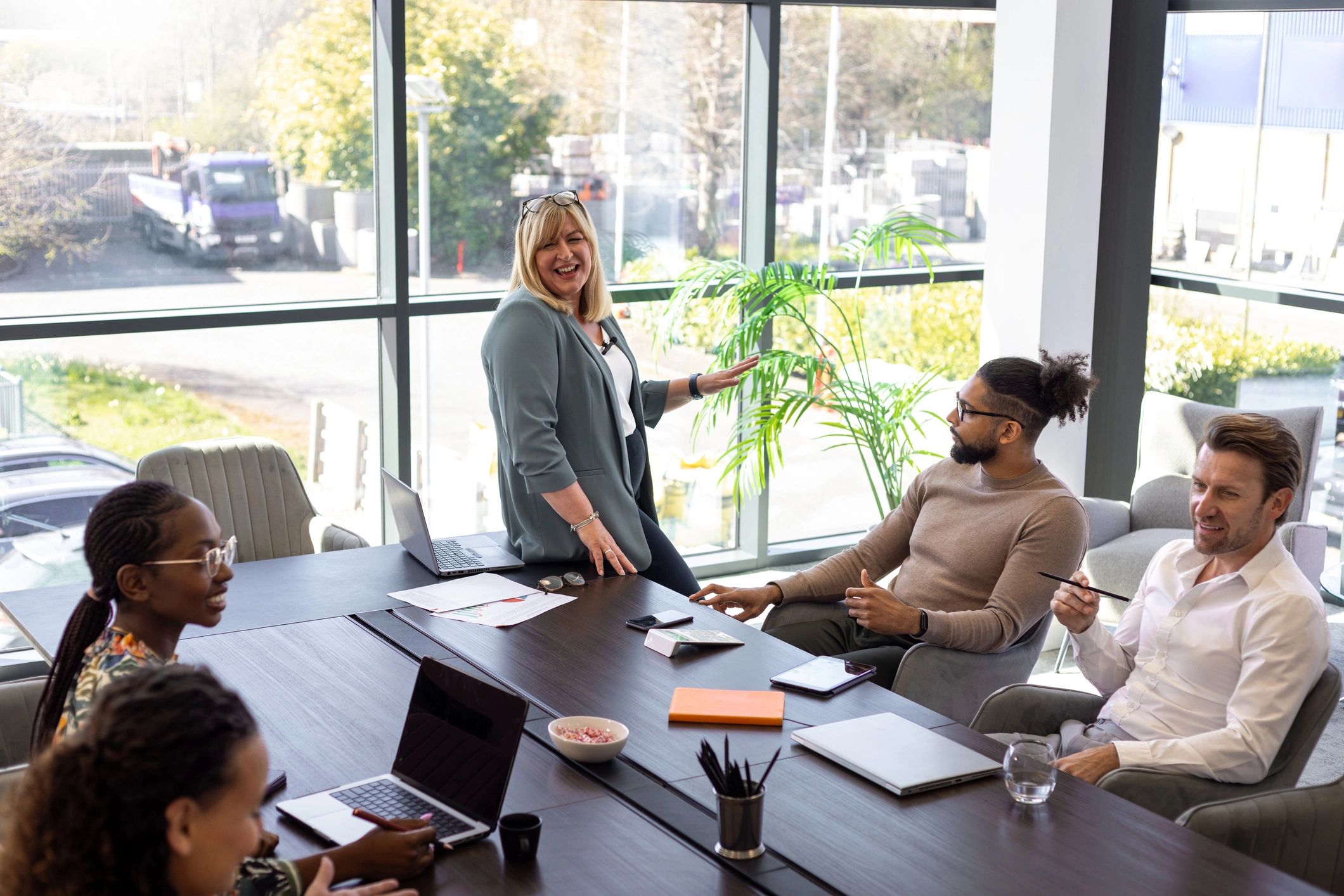 Security consultants in a leadership meeting